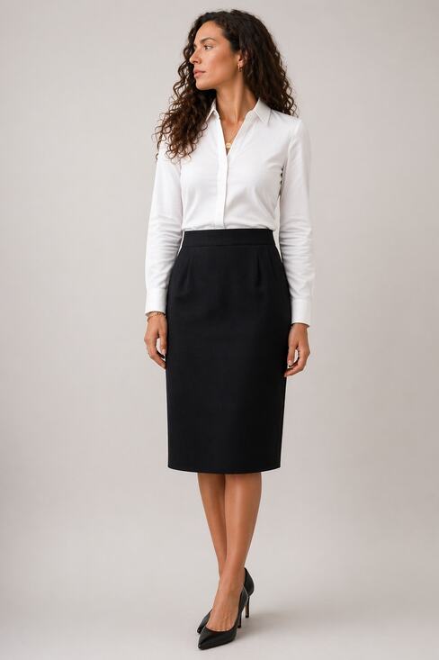 Evan Picone Dresses & Skirts - EVAN PICONE Black Wool Pencil Midi Skirt Classic Career Workwear Minimalist